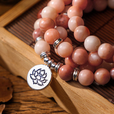 108 Pink Aventurine Beads Mala With Lotus / OM / Buddha / Tree of Life Charm-Your Soul Place